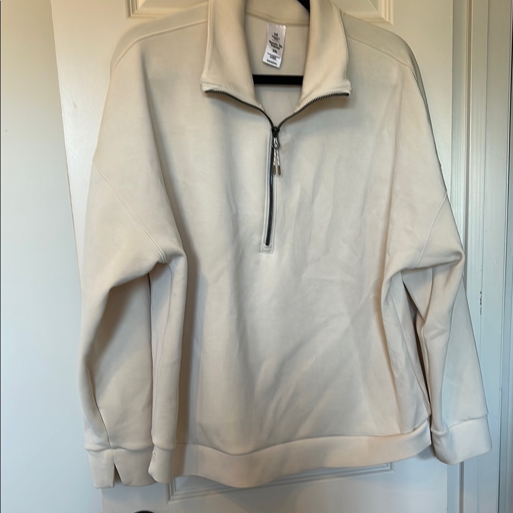Cream Quarter-Zip Luxe Pullover